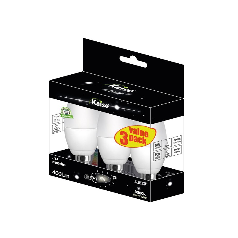 KAISE LED Multipack 3unid Mini Globe 5W - E14 - 3000K - 200º