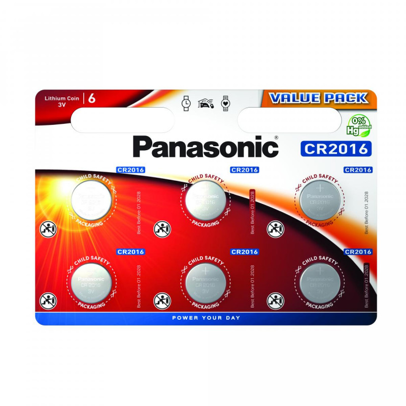 Pilha Panasonic Lítio Botão CR2016 BL6 Pilha Panasonic Lítio Botão CR2016 BL6