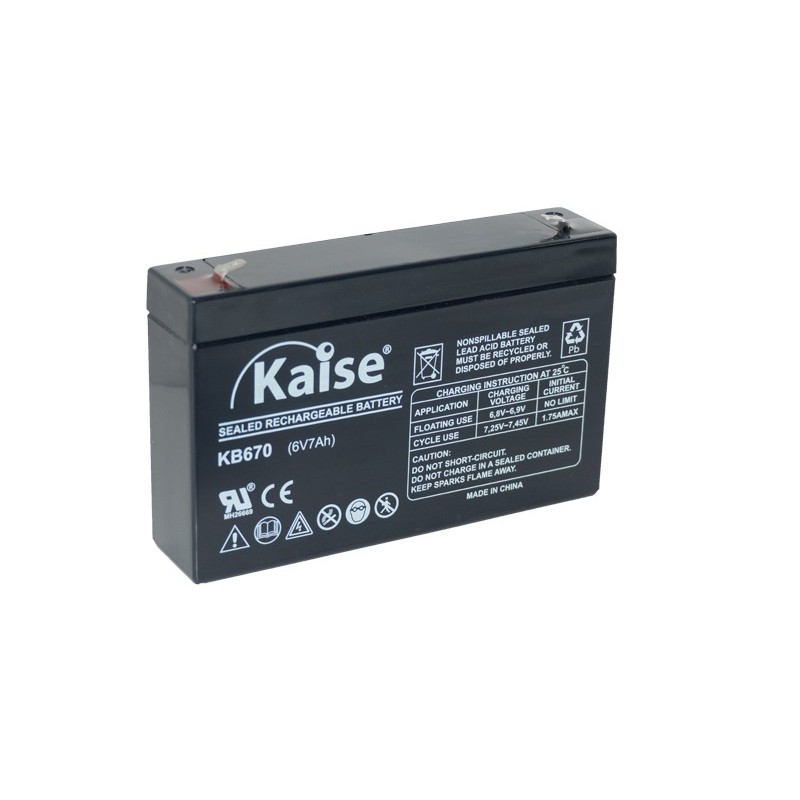 Bateria Kaise Standard 6V 7,0Ah Terminal F1 Bateria Kaise Standard 6V 7,0Ah Terminal F1