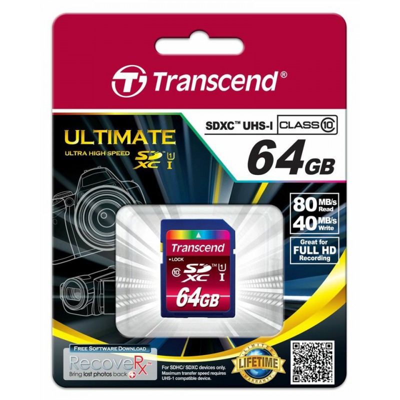 Transcend SDXCカード 64GB Class10 UHS-I対応 (最大転送速度90MB/s