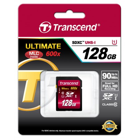 Cartão Transcend SDXC 128 Gb - class 10 - UHS-I 600X