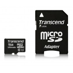 Cartão Transcend microSDHC  16GB - Class10 UHS-I w/adapter 600X