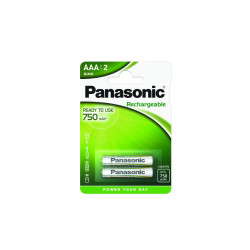 Pilha Panasonic recarregavel READY TO USE - LR03 750Mah BL2