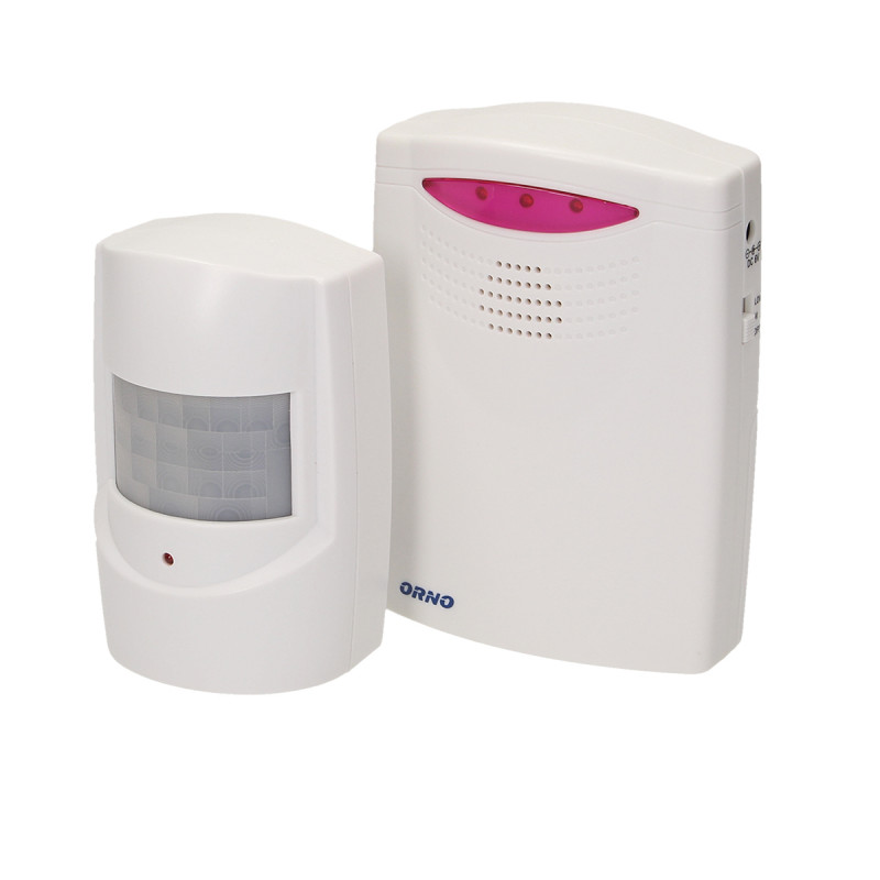 Alarme com detector de movimento ORNO - 3x LR14 ou 6VDC adaptador; sensor 3x1,5V AAA;  Alcance: 120m