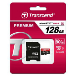 Cartão Transcend microSDXC 128GB Class10 U1 w/adapter 300X