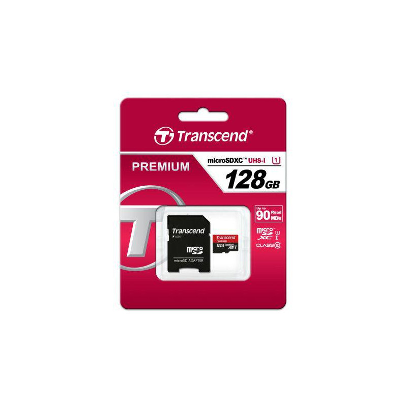 Cartão Transcend microSDXC 128GB Class10 U1 w/adapter 300X