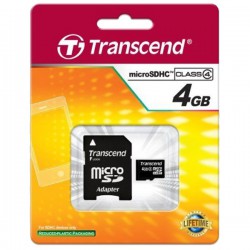 Cartão Transcend Micro SDHC 4 Gb + Adap - class 4